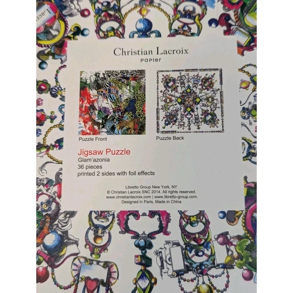 Rare Christian Lacroix Papier Collection Double-Sided Puzzle - Glam'azonia/Bijou